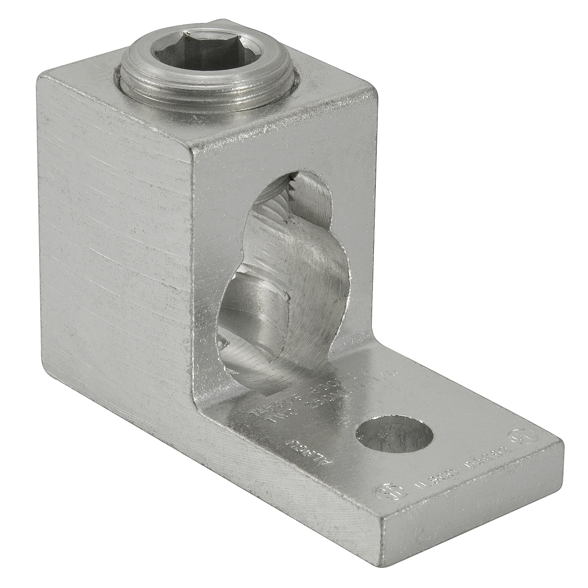 Product image for Ilsco TA-500-S Aluminum Mechanical Lug, Conductor Range 600-4, 1 Port, 1 Hole, 3/8in Bolt Size, Tin Plated, UL, CSA