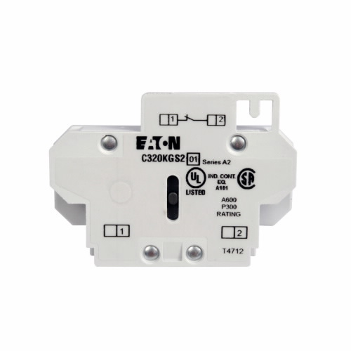 Product image for Eaton Electrical C320KGS2 600 VAC 10 Amp 250 VDC 5 Amp 1NC Snap-On Terminal Contactor Auxiliary Contact