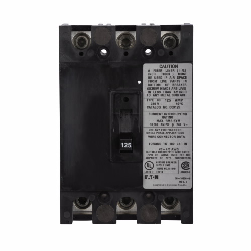 Product image for Eaton Electrical CC3225 120/240 VAC 225 Amp 3-Pole Thermal Magnetic Molded Case Circuit Breaker