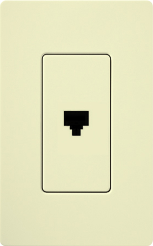 Single telephone jack, 6-conductor jack, RJ11 in almond