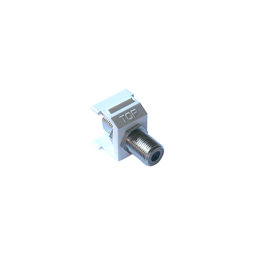 6-Port Frame and Connector - cable jack F-style, 75 Ohm coaxial cable (Gloss) in white
