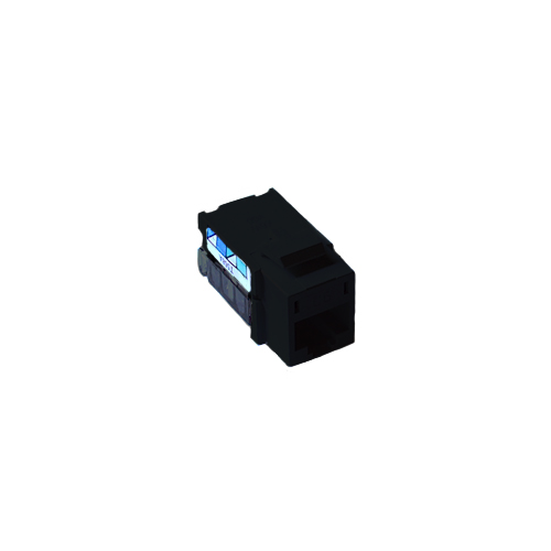 6-Port Frame and Connector - telephone jack 8-conductor, RJ45 category 6 (Gloss) in black