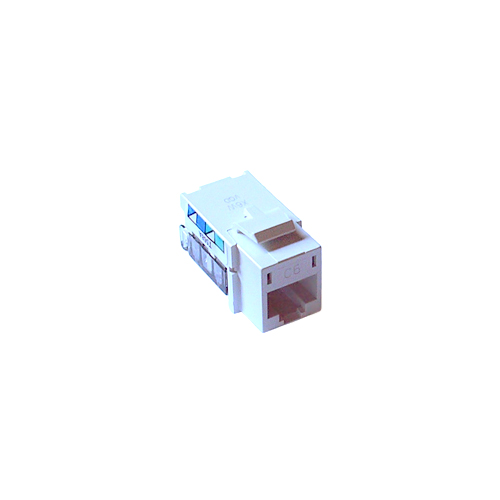 6-Port Frame and Connector - telephone jack 8-conductor, RJ45 category 6 (Gloss) in white