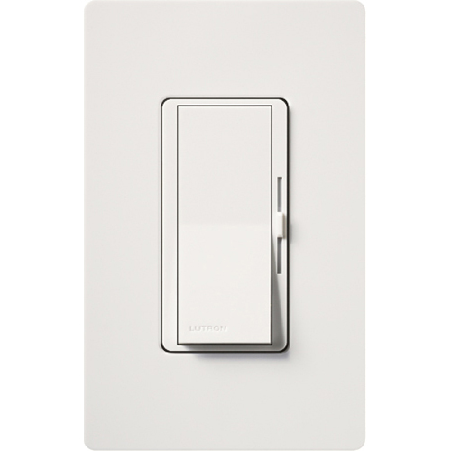 Diva gloss dimmer for 250W CFL/LED, 600W inc/hal, or Lutron Hi-Lume A-Series LTE LED Driver in white