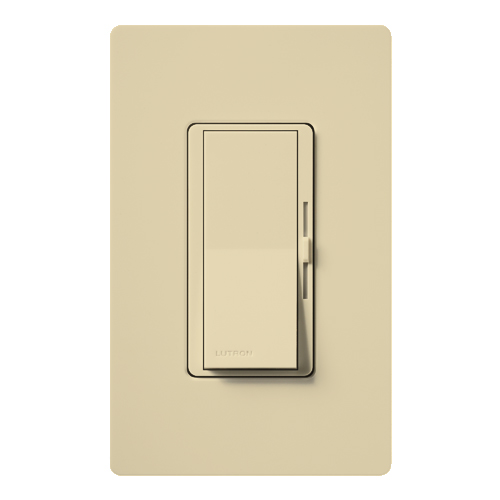 Diva Dimmer - Gloss Finish, Magnetic Low-Voltage, Single-pole, 120V/600VA (450W) clamshell packaging in ivory