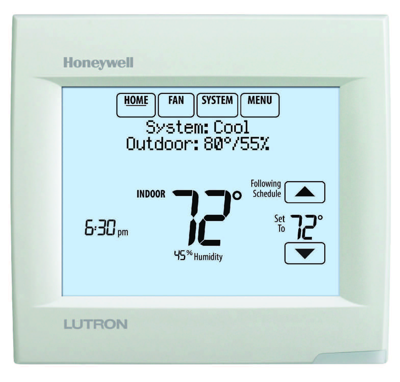 Lutron wireless thermostat, works with Caséta Wireless, RA2 Select, RadioRA 2, and HomeWorks QS