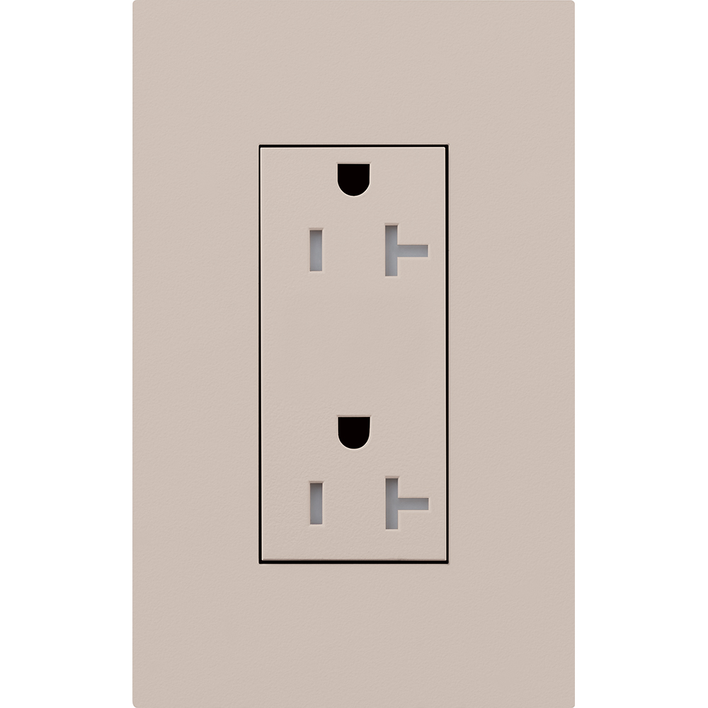 Duplex 20 A receptacle, tamper resistant, 125V/20A with faceplate in taupe