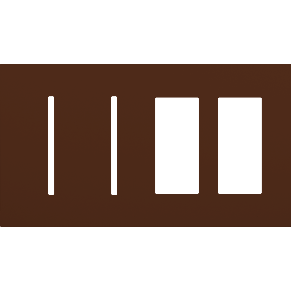 Multigang WallPlate for New Architectural Controls and Accessories, Four-gang for 2 Grafik T controls and 2 accessories or Palladiom keypads in sienna