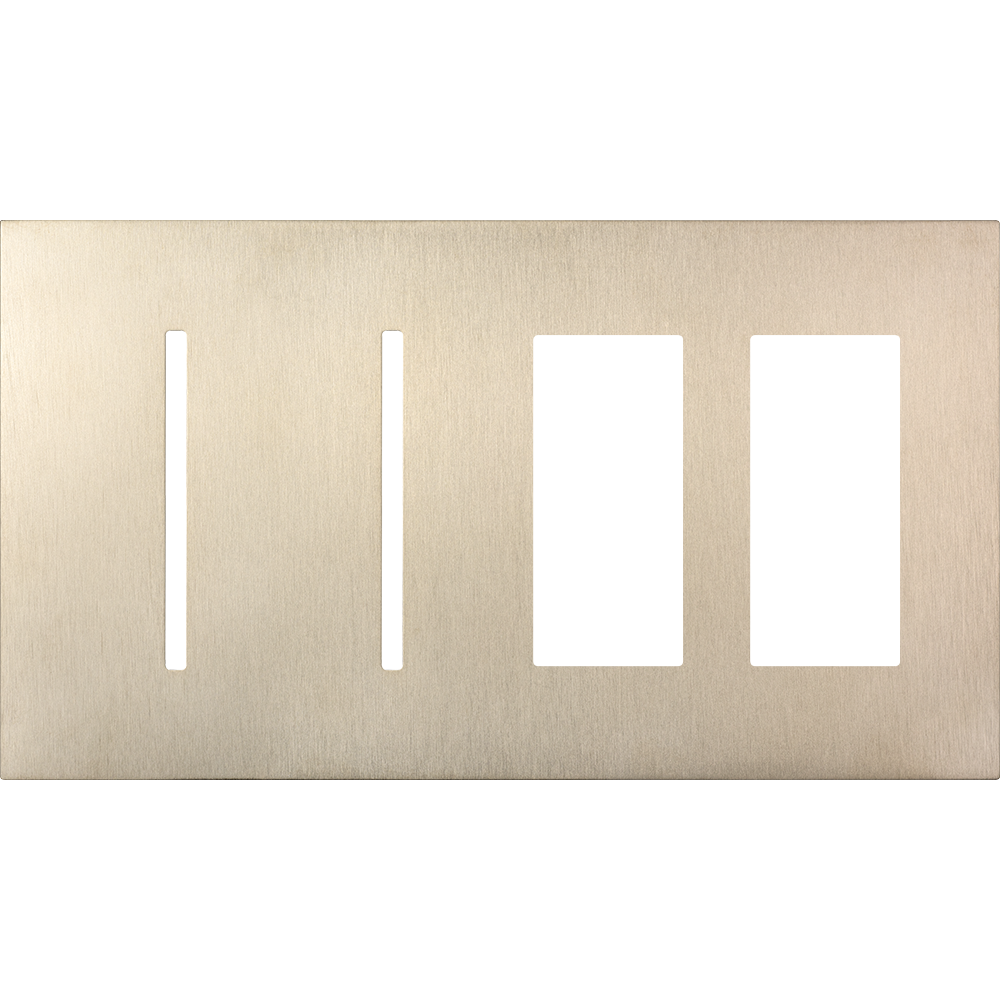 Multigang WallPlate for New Architectural Controls and Accessories, Four-gang for 2 Grafik T controls and 2 accessories or Palladiom keypads in satin nickel