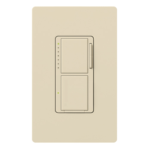 Maestro Incandescent/Halogen Dimmer and Switch, Single-pole, 120V/300W dimmer, 2.5A switch in eggshell