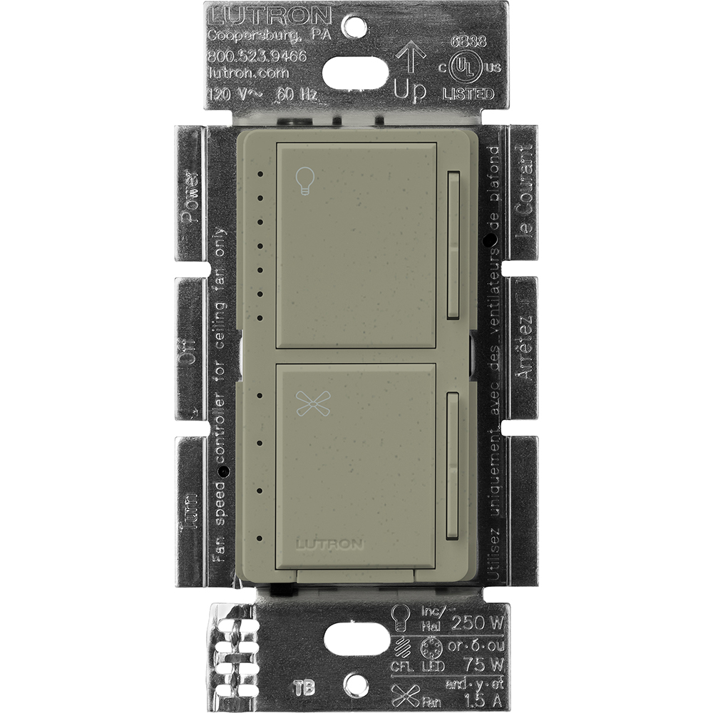 Maestro C.L Fan/Light Control, Single-pole, 120V/75W Dimmable LED/C.L or 250W Incandescent/Halogen light, 1.5A fan in Green Briar, ED Box packaging