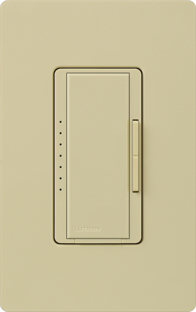 Maestro Dimmer - Gloss Finish, Magnetic Low-Voltage, Multi-location/single-pole, 120V/600VA (450W) clamshell packaging in ivory