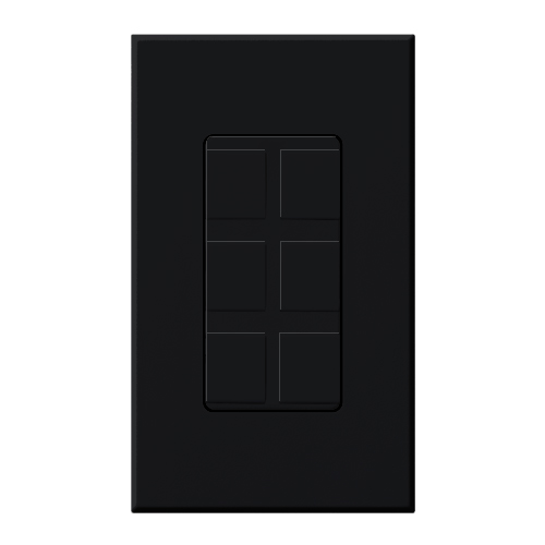 Architectural Series Wallplate Field-customizable 6-port frame in black