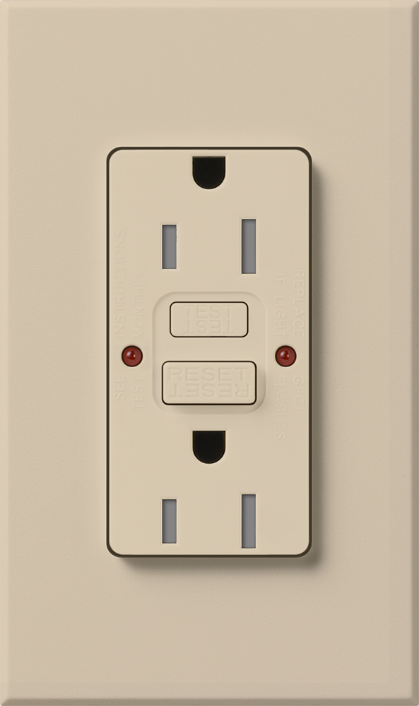 Architectural Series tamper resistant, Self-testing GFCI receptacle, 15A in taupe