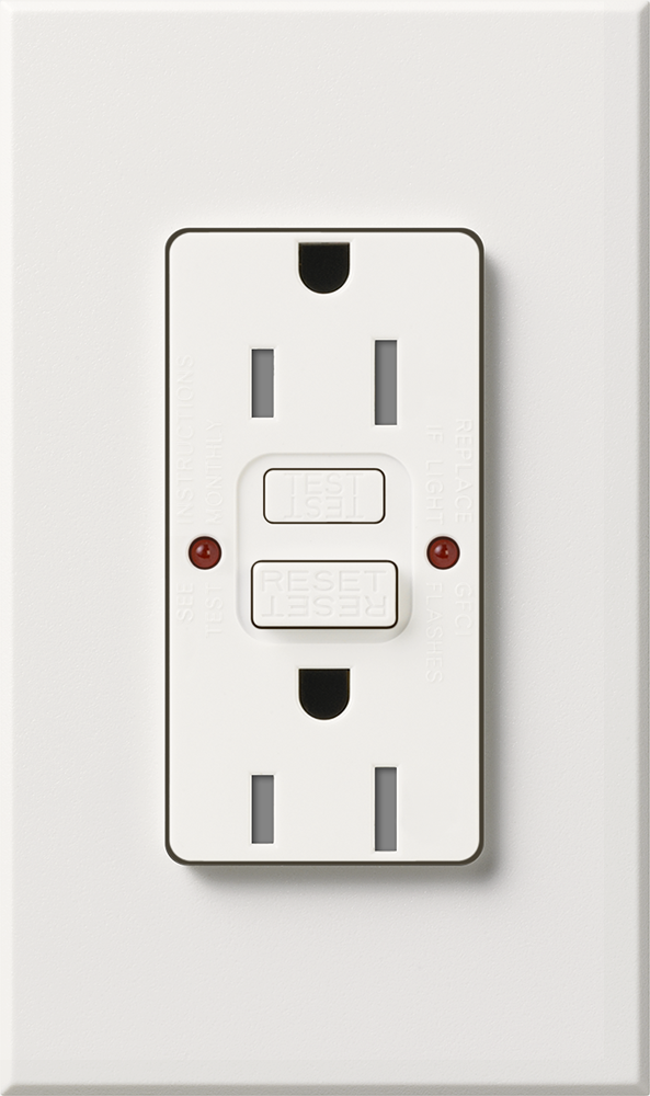 Architectural Series tamper resistant, Self-testing GFCI receptacle, 15A in white
