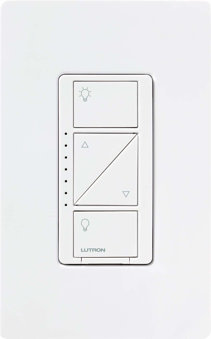 Caseta Wireless 3-way/single-pole RF dimmer for LED, CFL, or Halogen lights in white
