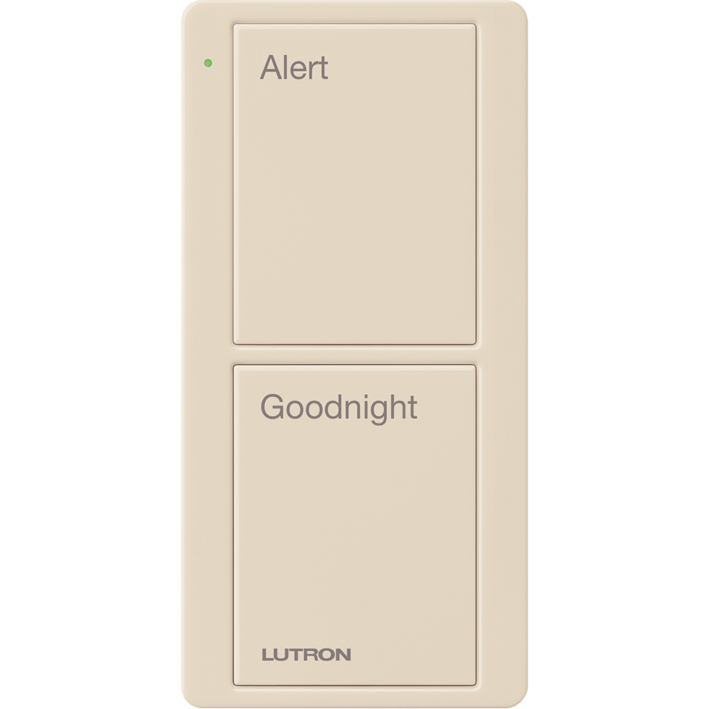 Pico Wireless Control, 2-button, scene control of lights, bedside engraving in light almond