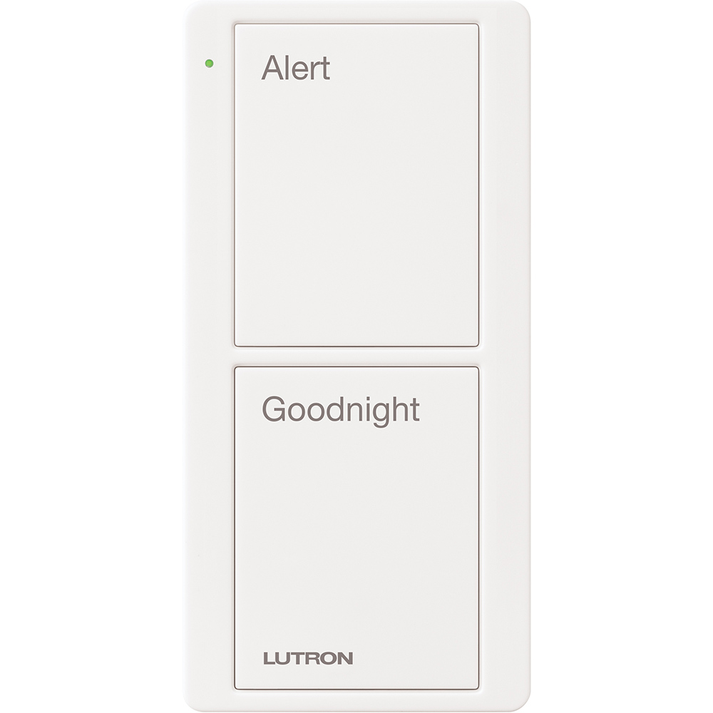 Pico Wireless Control, 2-button, scene control of lights, bedside engraving in white