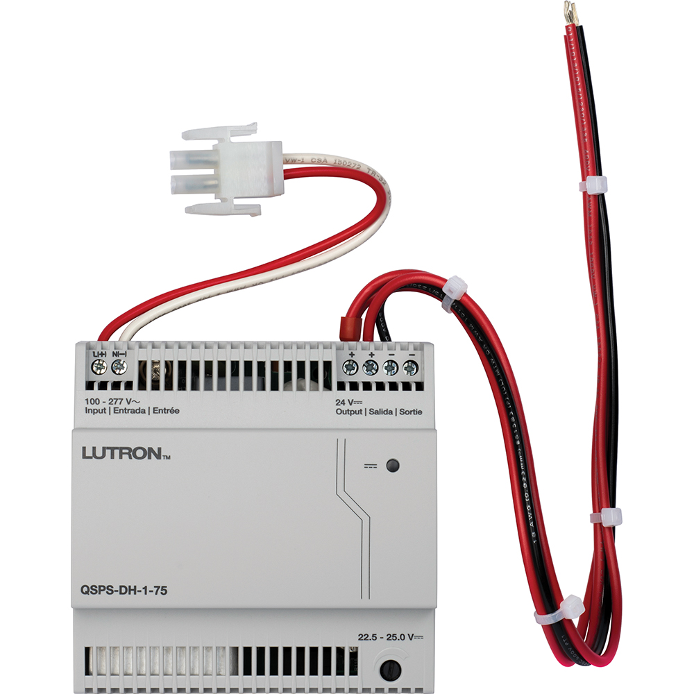 The QS link power supply provides up  to 75 Power Draw Units (PDUs) on a QS link. It powers additional compatible accessories and devices, allowing them to be added to a QS system.