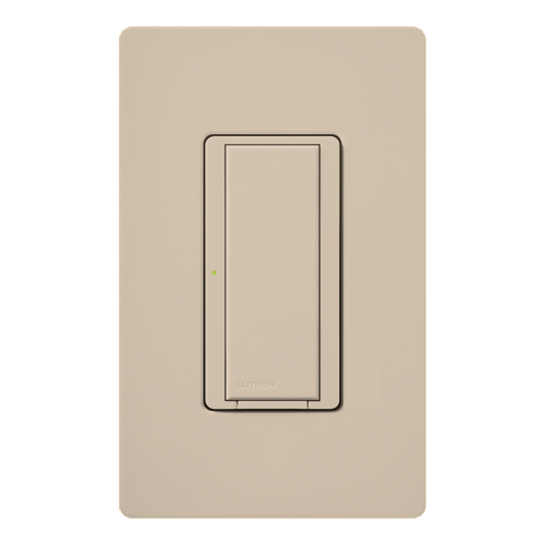 RadioRA 2 Switch, Multi-location/single-pole, neutral required, 120V/8A light or 1/4 HP motor/5.8A motor in taupe