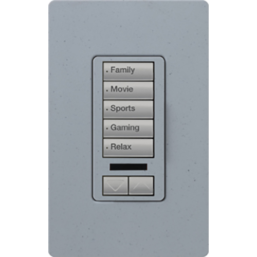 RadioRA 2 Wall-mounted Keypad, 5-button with raise/lower and IR receiver on insert in bluestone