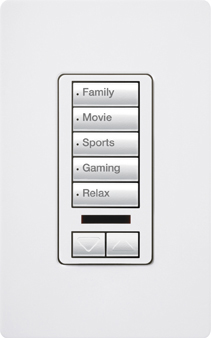 RadioRA 2 Wall-mounted Keypad, 5-button with raise/lower and IR receiver on insert in biscuit