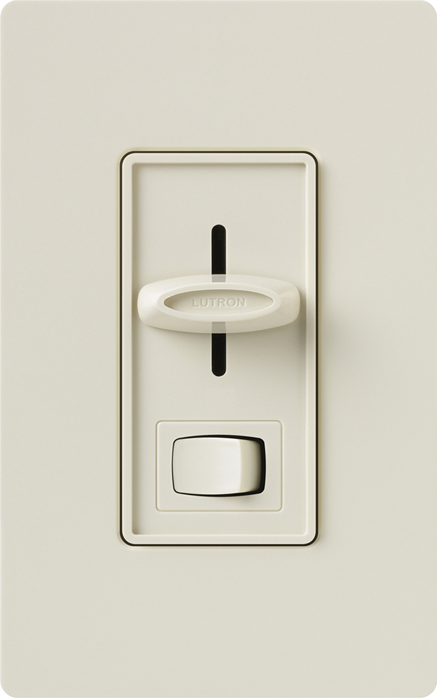 Skylark Dimmer with On/Off Switch, Incandescent/Halogen, 3-way, preset, 120V/600W, clamshell packaging in light almond