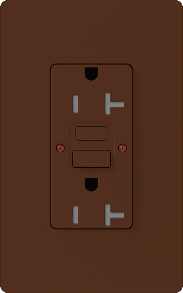 Satin Colors tamper resistant, Self-testing GFCI receptacle, 20A in sienna