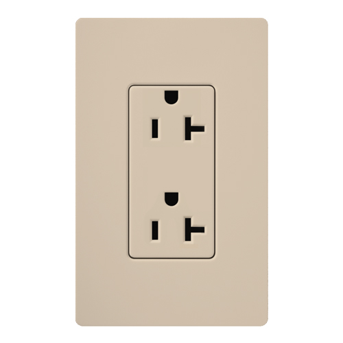 Claro, Satin, Tamper-resistant receptacle, 125V/20A in taupe