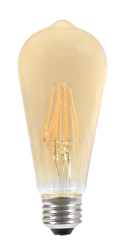 LED ST19, 7W, Dimmable, 80CRI, 590 Lumen, 2175K, 15000 Life, E26 Medium Base, AMBER Finish
