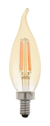 LED B10, 4W, Dimmable, 80CRI, 360 Lumen, 2175K, 15000 Life, Candelabra Base, AMBER Finish