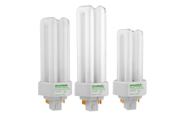DULUX 42W triple compact fluorescent amalgam lamp with 4 pin base, integral EOL, 4100K color temperature,  82 CRI, for use with electronic and dimming ballasts, ECOLOGIC