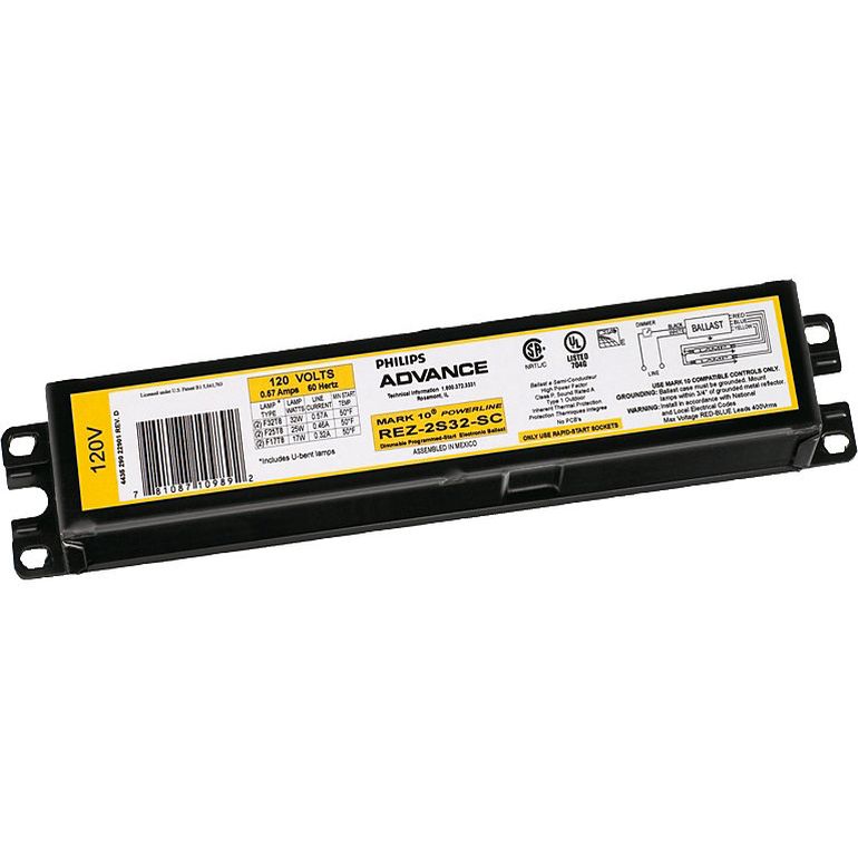 PHILIPS ADVANCE, MARK X, ELECTRONIC BALLAST, Dimming, Lamp Type: T8 RS, Start Type: PROGRAMMED START, 60 HZ, 120 V, Number of Lamps: 3, Power Factor: HIGH, SMALL CAN