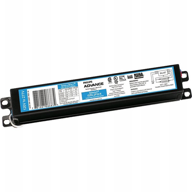 PHILIPS ADVANCE, OPTANIUM, ELECTRONIC BALLAST, Lamp Type: T8 RS, Start Type: INSTANT START, 50/60 HZ, 120-277 V, Number of Lamps: 4, Power Factor: HIGH