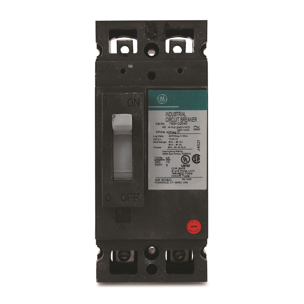 Product image for GE Industrial Solutions TEB122040 240 Volt 40 Amp 10 kaic 2-Pole Circuit Breaker