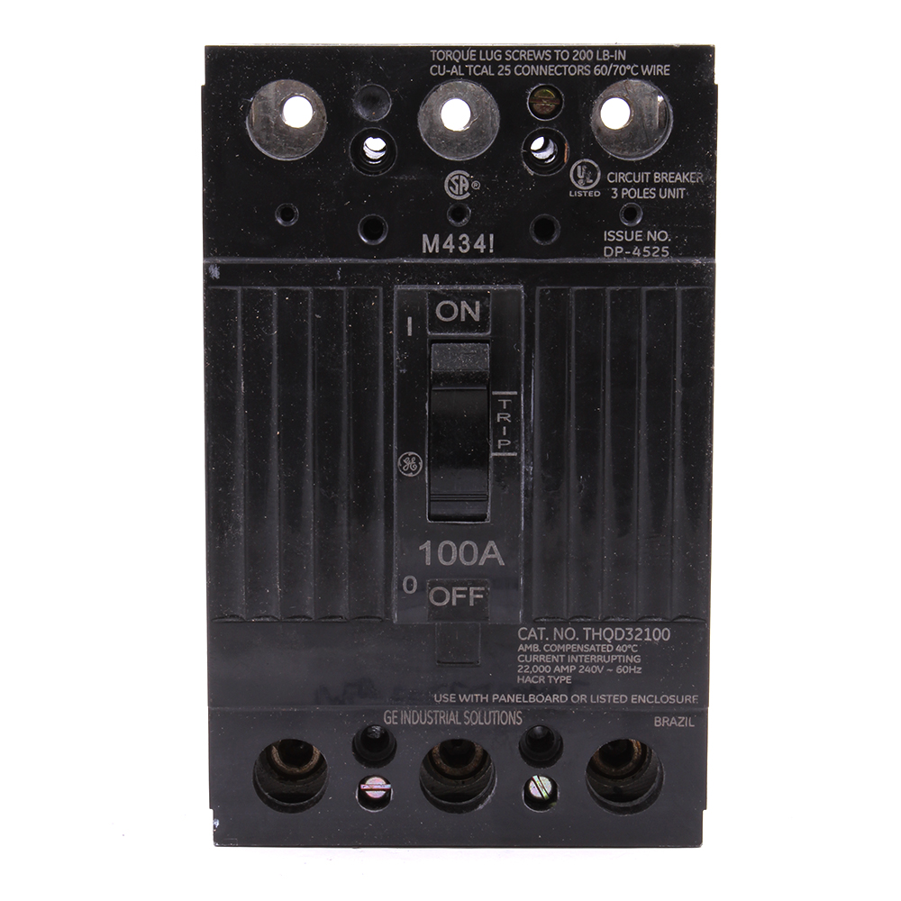 Product image for GE Industrial Solutions THQD32100 3-Pole 240 Volt 22 kaic 100 Amp Circuit Breaker