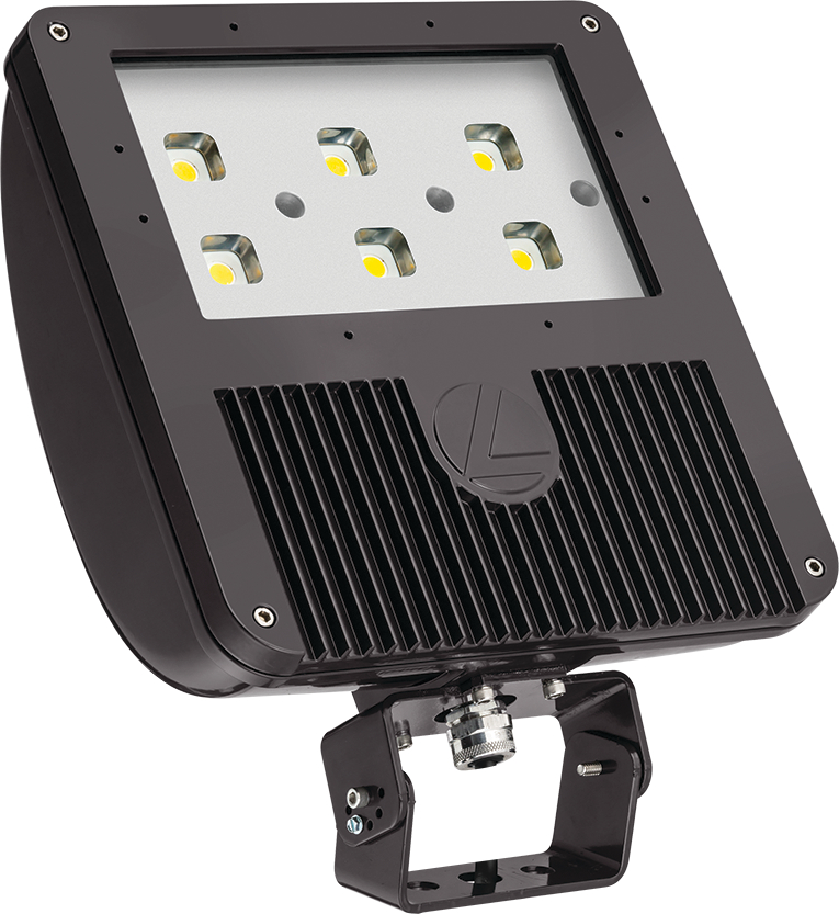 D-Series Size 2 LED Flood Luminaire, LED, 6 light engines, Package 1, 5000K , Flood, 120-277V, Yoke with Cord, 16g, 2ft, Black finish, super durable, SKU - 236XP4