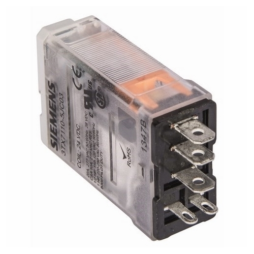 Plug-in Relay, Premium LED, Mechanical Flag 5-pin Square Base SPDT, 15A, 24VDC Uses Socket 3TX7144-4E7