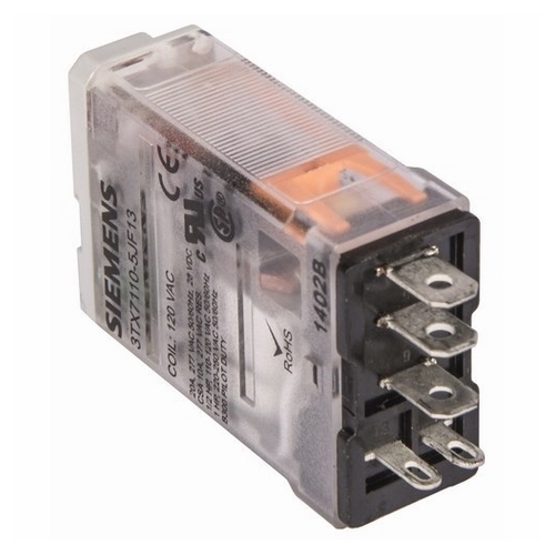 Plug-in Relay, Premium LED, Mechanical Flag 5-pin Square Base SPDT, 15A, 120VACUses Socket 3TX7144-4E7