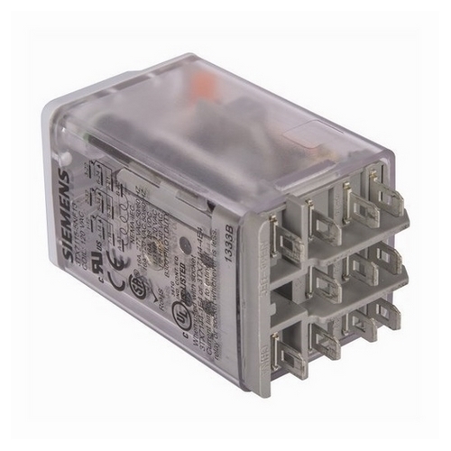 Plug-in Relay, Premium LED, Mechanical Flag 11-pin Square Base 3PDT, 10A, 120VAC Uses Socket 3TX7144-4E4