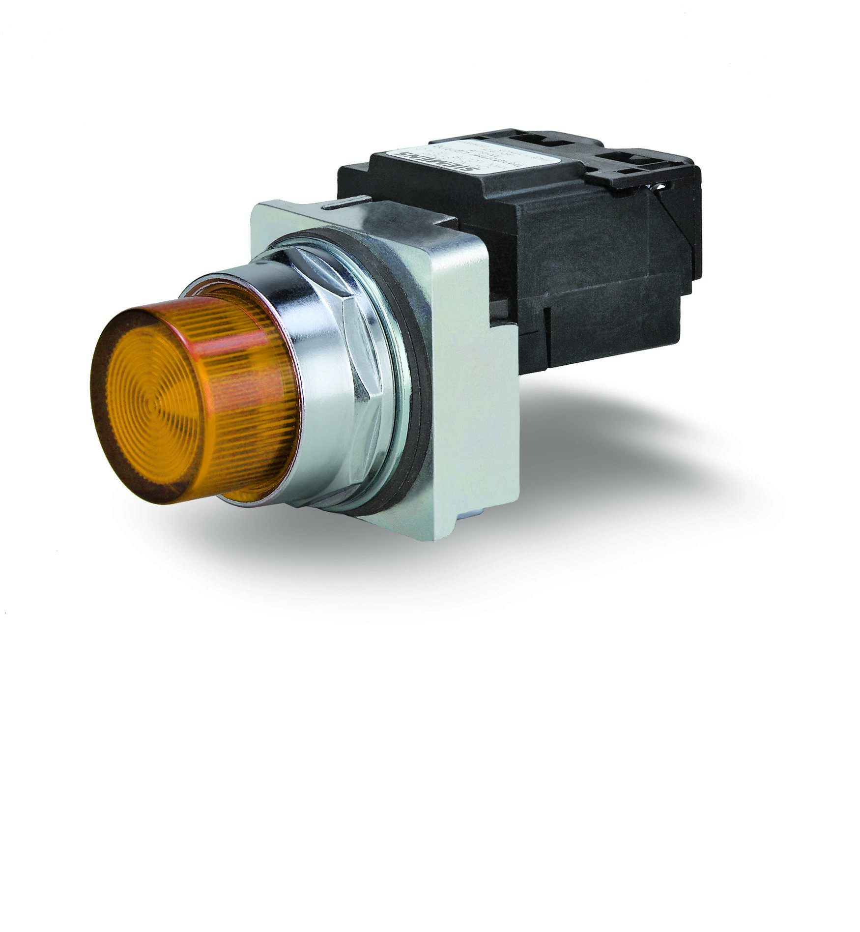 30mm Command/52, Chrome Finish Heavy Duty,Watertight/Oiltight Complete Metal Unit Illuminated Indicator Light Full Voltage type, 24V AC/DC Integrated LED Plastic Lens, Amber UL Listed, CSA Certified NEMA 1,3,3R,4,4X,12,13 ( & ) Automotive Standards