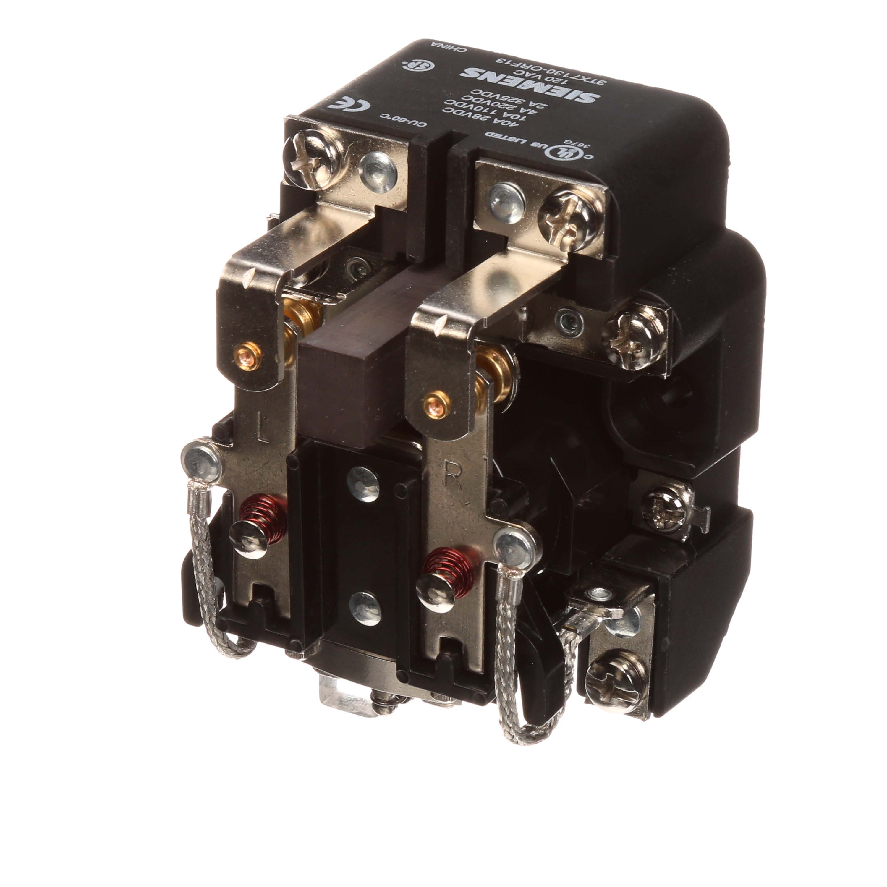 Open Power Relay Heavy Duty DPDT, Mag Blowout 40A, 120VAC Optional Metal Cover 3TX7144-1M0