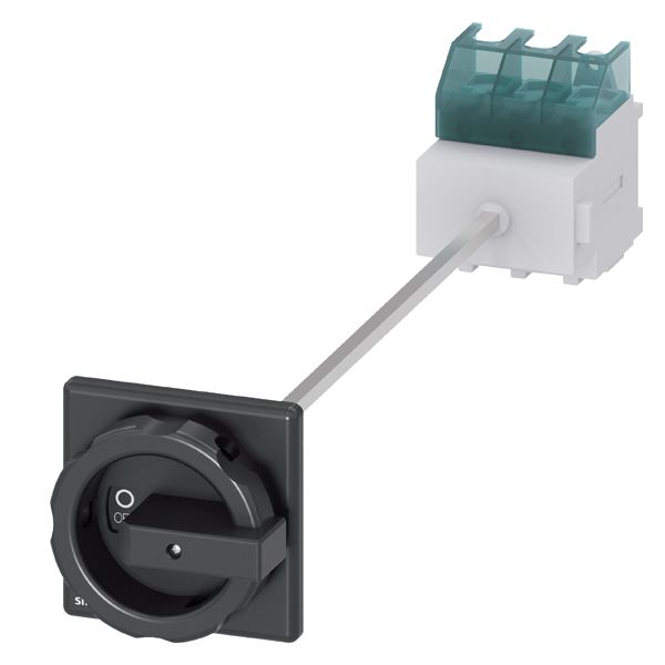 SENTRON, 3LD switch disconnector, main switch, 3- pole, Iu 63 A, Operational power / at AC-23 A at 400 V 22 kW, floor mounting with door coupling, rotary operating mechanism, black, 4- hole mounting of the handle