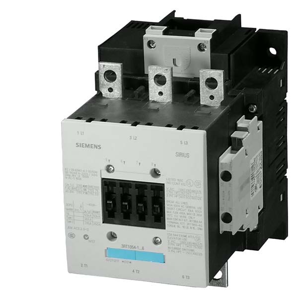 Contactor,IEC,Sirius,Standard 3 Pole,Non-Reversing 110 - 127 AC/DC Coil Frame Size S6,115A Panel Mount 2 NO ( & ) 2 NC Auxiliaries No Suppression Lugs (Not Included) Terminals UL File E31519 in Vol.11 Sec. 5