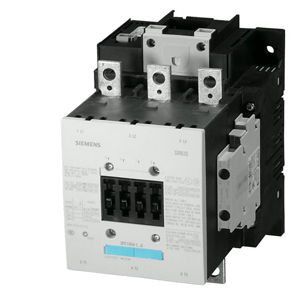 Contactor,IEC,Sirius,Standard 3 Pole,Non-Reversing 110 - 127 AC/DC Coil Frame Size S10,265A Panel Mount 2 NO ( & ) 2 NC Auxiliaries No Suppression Lugs (Not Included) Terminals UL File E31519 in Vol.11 Sec. 3