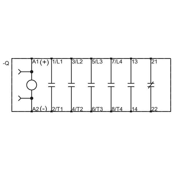 Cont., AC-1, 33KW/400V, AC-1 50a, 1s+1oe, DC 24V, 4-pole, 4s, size s0, screw terminals
