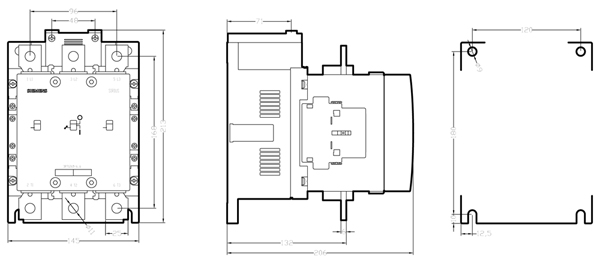 Contactor,IEC,Sirius,Vacuum 3 Pole,Non-Reversing 110 - 127 AC/DC Coil Frame Size S10,265A Panel Mount 2 NO ( & ) 2 NC Auxiliaries No Suppression Lugs (Not Included) Terminals UL File E31519 in Vol.11 Sec. 3