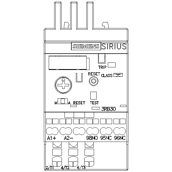 Overload relay 1...4 a for motor protection size s00, class 10 contactor ass. main circuit spr.-load.term. aux.circuit spr.-load.term. manual-autom.-reset