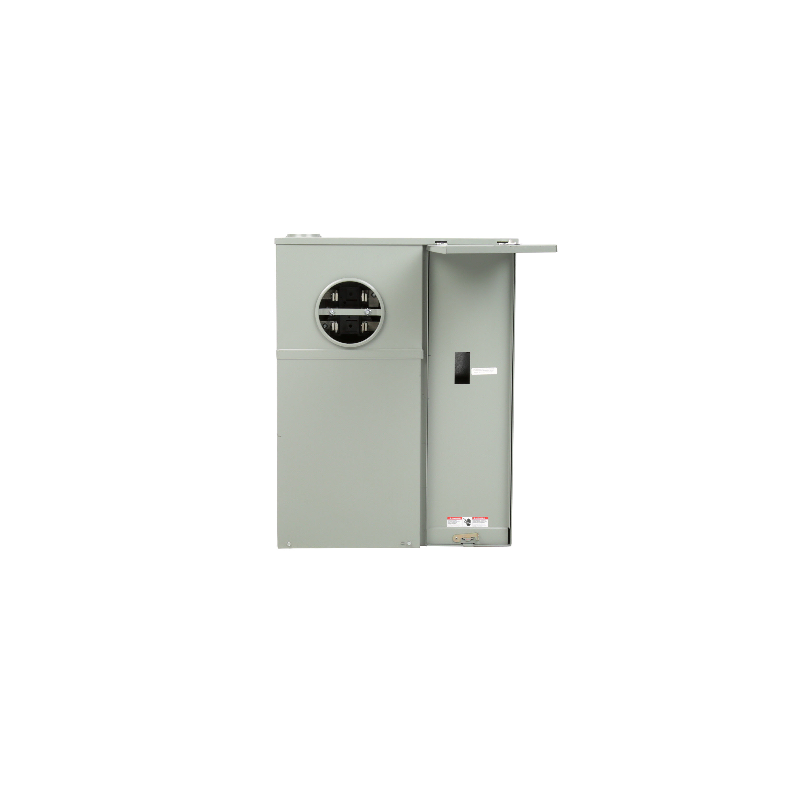 SIEMENS LOW VOLTAGE METER MAIN. MAIN LUG 2 (1 INCH) SPACES INTERIOR ALLOWING MAX 2 CIRCUITS. 4-JAW METER / 1-PHASE SYSTEM RATED 200A. SPECIAL FEATURES OH/UG FEED, RING TYPE COVER, OH/UG COMMERCIAL TEST BLOCK BPS