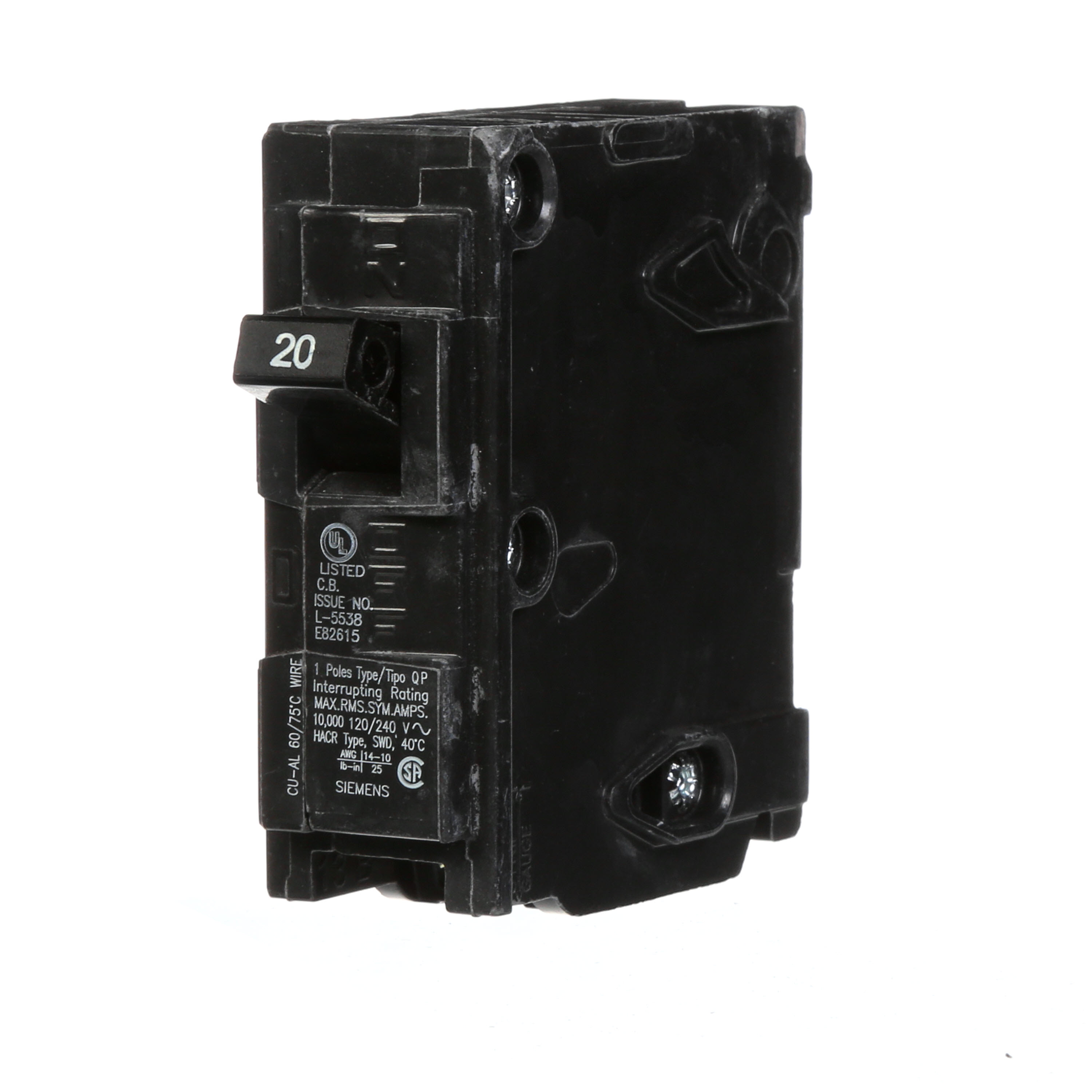 Product image for Siemens MQ120 BRKR MSQ 3/4 1P 120V 20A